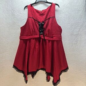 Rose Gal Red 3x‎ Plus Tank Top Lace Festival Witchy Whimsigoth Renfaire Corset